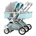 Twin Umbrella Stroller Foldable Pram Carriage for Toddler,Double Infant Stroller,Twin Baby Pram Stroller,Detachable Pushchair Side-by-Side Tandem Stroller (Color : Blue)