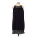 SLNY Casual Dress - Shift Crew Neck Sleeveless: Black Print Dresses - Women's Size Large