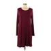 Gap Casual Dress - Shift Scoop Neck Long sleeves: Burgundy Print Dresses - Women's Size Medium