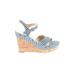 Eva & Zoe Wedges: Blue Stripes Shoes - Women's Size 10