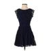 I Love H81 Casual Dress - A-Line: Blue Jacquard Dresses - Women's Size Small