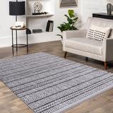 Black;gray;grey Rectangle 3'11" x 6'7" Area Rug - Dakota Fields Chellieann Area Rug w/ Non-Slip Backing 79.0 x 47.0 x 0.4 in whitePolyester/Cotton | Wayfair