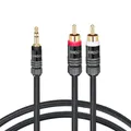 3.5mm to RCA Cable RCA Male to Aux Audio Adapter HiFi Sound Headphone Jack Adapter Metal Shell RCA