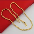 Pure Gold Color 3mm Rope Chain Necklace For Men Fashion 24k Gold Filled Popular 45cm-60cm Long Chain