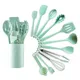 Green Heat Resistant Silicone Cooking Utensil Set Soup Spoon Brush Ladle Pasta Spatula Colander