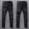Street Fashion Männer Jeans Retro Schwarz Grau Elastische Stretch Slim Fit Zerrissene Jeans Männer Rot Patched Designer Hip Hop Hosen hombre
