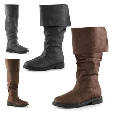 Mittelalterlichen PU Leder Stiefel Jack Renaissance Halb Haddock Schuhe Schuhe Larp Pirate Warrior Image