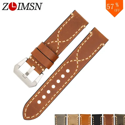 ZLIMSN Uhr Band 20mm 22mm 24mm 26mm Vintage Kuh Leder Armband Für Panerai Luminor Radiomir armband