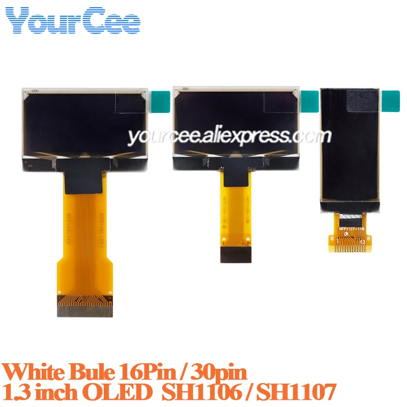 1,3" 1,3 Zoll weiß blau OLED LCD Display SH1106 SPI IIC I2C128*64 128x64 30pin 16pin SH1107 64*128 Image