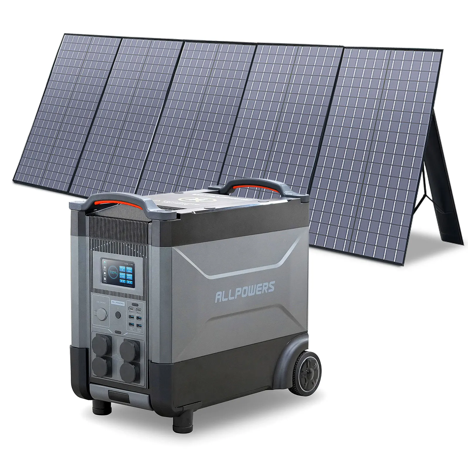 All powers Solargenerator R4000 mit 400W Solar panel, 4x4000 W (6000W Überspannung) Wechselstrom steckdosen, 3600wh tragbares Kraftwerk Image