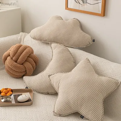 Kissen Wolke Stern Knoten Zucker Dekoration Mondform Kissen Streifen weich für Kinderzimmer Party Image