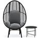 PE Wicker Egg Chair Model 4 w/ Black Rattan Grey Cushion, Side Table