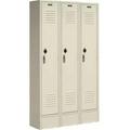 Paramount Locker Single Tier - 3 Door Assembled - Tan - 12 x 15 x 60 in.