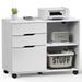 Sweetcrispy Filing Cabinet 3-Drawer File Cabinet for Home Office Mobile Lateral Filing Cabinet Printer Stand with Open Storage Shelves for Kids Room(White)