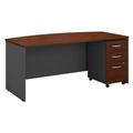 72 x 36 in. Series C Bow Front Desk with Mobile File Cabinet - Hansen Cherry