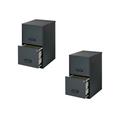 Scranton & Co 18 Deep 2 Drawer Metal File Cabinet in Black (Set of 2)