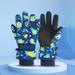 BOOMILK Children Cartoon Print Winter Ski Gloves Thermal Gloves Thermal Cycling Gloves Kids Windproof Gloves Navy