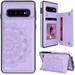 MMHUO for Samsung Galaxy S10 Plus Case with Card Holder Flower Magnetic Back Flip Case for Samsung Galaxy S10+ Wallet Case for Women Protective Case Phone Case for Samsung Galaxy S10 Plus Purple