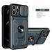 Allytech iPhone 15 Pro Max Rugged Case with Slide Camera Lens Cover Ring Kickstand Detachable Card Holder Magnetic Car Mount Hybrid PC Shockproof Protective Case for iPhone 15 Pro Max - Gray