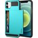 Vofolen Compatible with iPhone 12 Mini Case 5G Wallet Cover Credit Card Holder Slot Sliding Door Hidden Back Pocket Anti-Scratch Dual Layer Protective Shell Compatible with iPhone 12 Mini Sky Blue