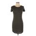 Forever 21 Casual Dress - Mini Scoop Neck Short sleeves: Green Solid Dresses - Women's Size Medium