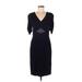 David Meister Casual Dress - Sheath V-Neck Short sleeves: Black Solid Dresses - Women's Size 8