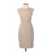 The Limited Casual Dress - Sheath High Neck Sleeveless: Tan Print Dresses - Women's Size 0 Petite