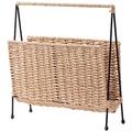 Basket Woven Magazine Rack Storage Standing Basket Wicker Magazine Holder Rattan Newspaper Rack Floor Narrow Bookshelf Laundry Hamper for Books Blanket