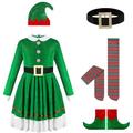 VBGIETY Elf Costume Christmas Jacket Belt Pants Holiday Green Party Outfits for Adults Couples Elf Costume for Women (L)