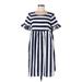 Shein Casual Dress - Mini Scoop Neck Short sleeves: Blue Stripes Dresses - Women's Size Medium