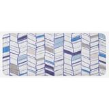 Blue 0.1" x 47" L X 19" W Kitchen Mat - East Urban Home Tribal Zigzag Lines Pattern In Various Shades Geometric Sketch Taupe White Violet & Kitchen Mat 0.1 x 19.0 x 47.0 in/white | Wayfair