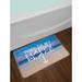 East Urban Home This Is My Happy Place Typography on Ocean Horizon w/ Sky & Sandy Beach Bath Rug Polyester in Blue/Gray | 17.5 W x 29.5 D in | Wayfair