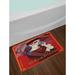 East Urban Home Day of the Dead Skull of Dead Corpse Cute Girl w/ Hat & French Dress Non-Slip Plush Bath Rug in Brown/Red | 18 W x 29 D in | Wayfair