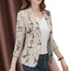 2023 Spring Autumn Women New Printed Small Suit Jacket Female Long Sleeve Slim Short Retro Coat