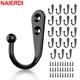 NAIERDI 20Pcs Vintage Hangers Hook Black Wall Mounted Coat Hooks Metal Hooks Small Wall Hooks With