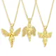 Gold Color Guardian Angel Cupid Necklace Crystal Cherub Angel Necklace for Women Lucky Jewelry Gifts