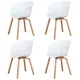 A Set Of 4 Medieval Design Dining Chairs Retro Design Plastic Armchairs w/ Solid Beech Legs for