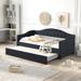 Twin Upholstered Daybed with Trundle, Twin Size Upholstered Tufted Sofa Bed, Trundle Daybed with Wood Frame