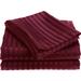 1800 Series Wrinckle Resistant 3 Piece Twin Size Embossed Stripe Sheet Set - Burgundy