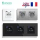 BSEED PD Fast Charge USB Type-C Wall Socket French Sockets Power Double Sockets Glass France Triple