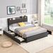 Queen Bed Frame, Storage Headboard with Charging Station, Solid and Stable, Noise Free