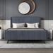 Full Gray Space-saving Platform Bed with Storage Underneath, Velvet Tufted Headboard Bed Frame 3-dimension Structure Footboard