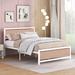 Non-Slip Metal Platform White Full Bed Frame Vintage Wood Headboard, Footboard-Noise-Free-Easy Assembly-No Box Spring Needed