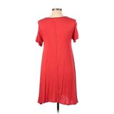 Lyss Loo Casual Dress - A-Line High Neck Short sleeves: Red Solid Dresses - Women's Size Large