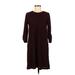 Apt. 9 Casual Dress - Shift Crew Neck 3/4 sleeves: Burgundy Dresses - Women's Size Medium