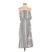 Lovestitch Casual Dress - Midi Strapless Sleeveless: Gray Print Dresses - Women's Size Small