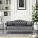 78.7" Width Chesterfield Sofa Velvet Upholstered Couch w/Pillows Button Tufted Couch w/Nailheads for Livingroom,Grey