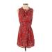 Bobeau Casual Dress - A-Line Tie Neck Sleeveless: Red Dresses - Women's Size Small