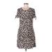 Lovely J Casual Dress - Mini Scoop Neck Short sleeves: Brown Leopard Print Dresses - Women's Size Medium