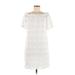 Chico's Casual Dress: White Jacquard Dresses - Women's Size Medium